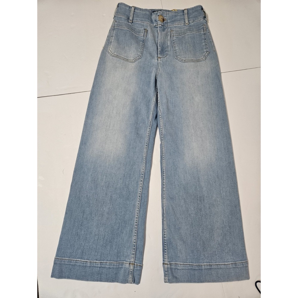 Mauve By Anthropologie The Colette Crop Wide-Leg Jeans Light Wash Waist 25/Small